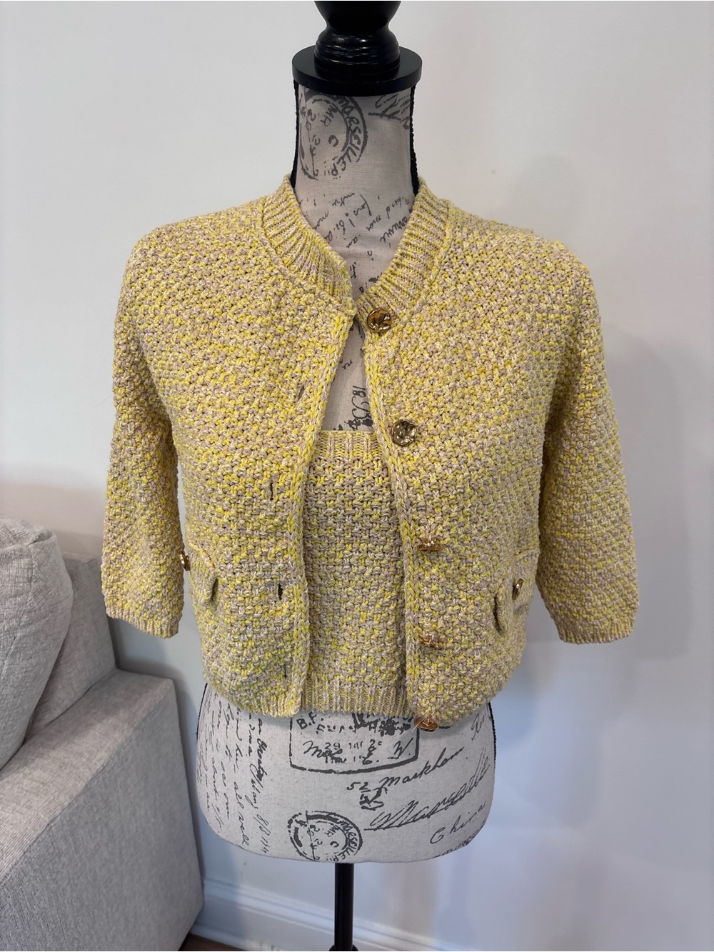 Zara 3/4 sleeve Sweater Jacket and matching shell set size S NWT